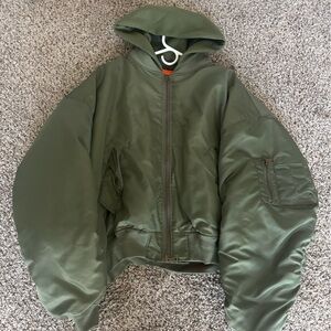 Balenciaga Olive Hooded Bomber Jacket